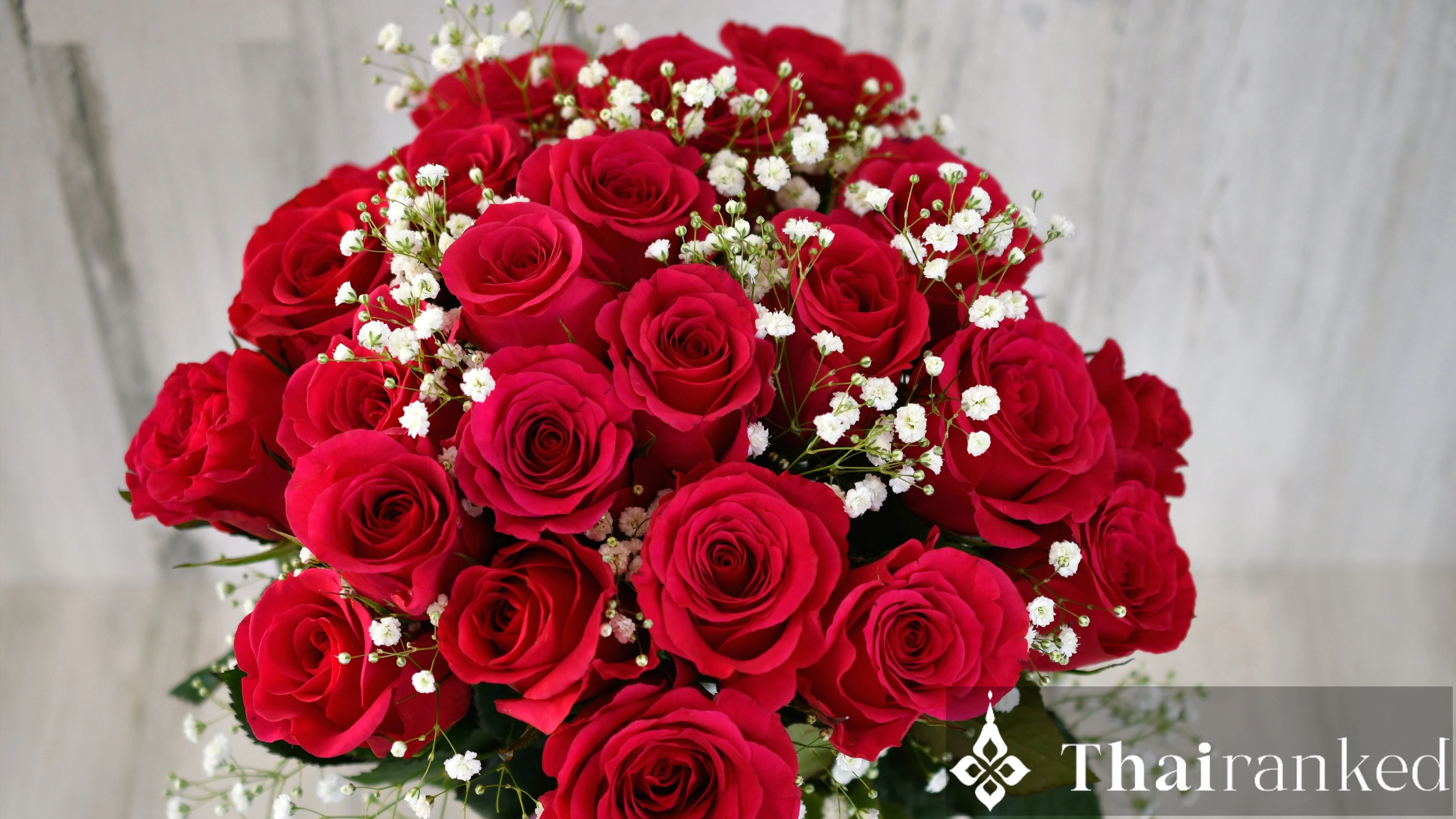Red Roses with Baby’s Breath
