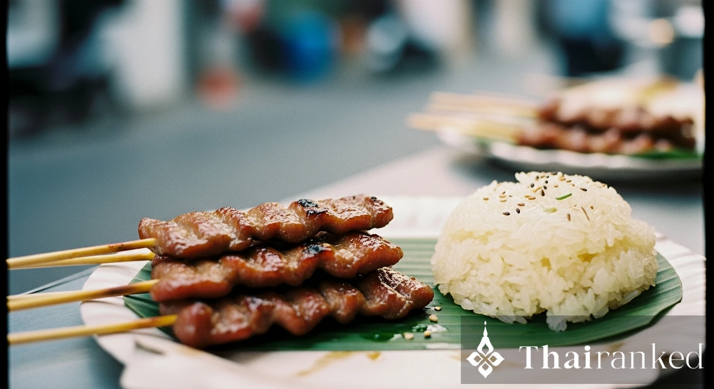 Moo Ping + Sticky Rice (Grilled Pork Skewers)