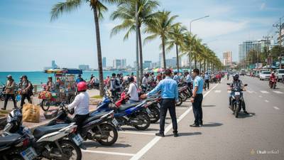 Pattaya Enforces Motorcycle Parking Rules, Thailand